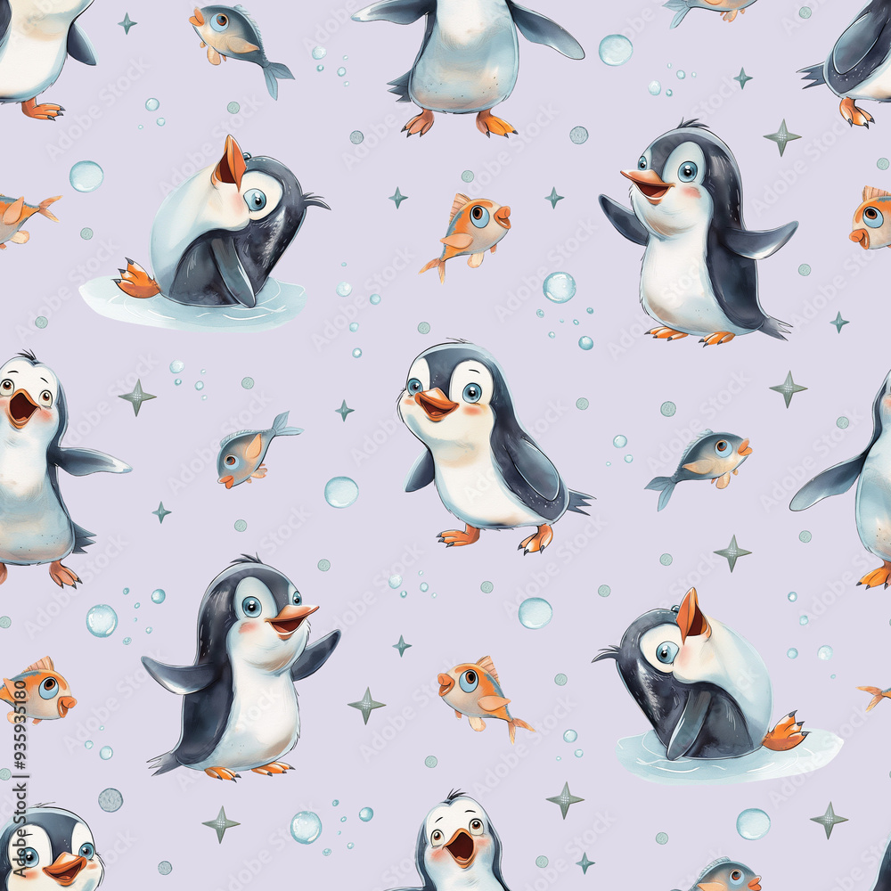 Obraz premium seamless pattern with penguins