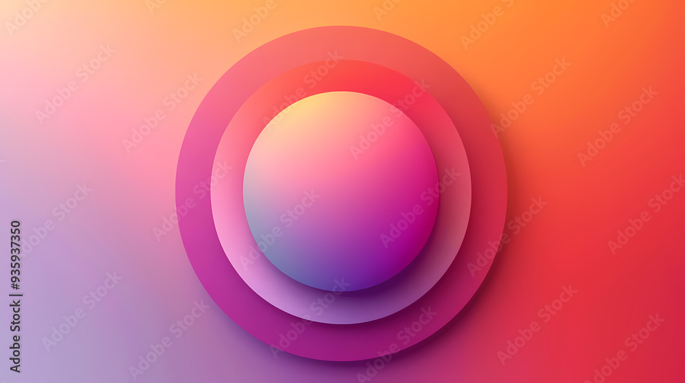 Obraz premium SET Modern poster design with gradient round sphere in the center. Colorful banner design with 3d gradient background