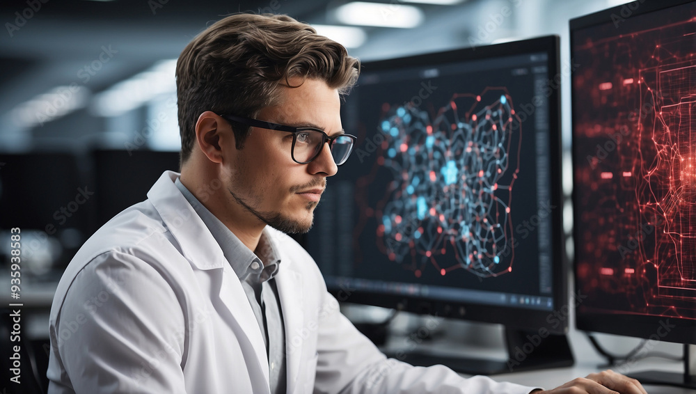 White Male IT Specialist Developing Machine Learning Model White Male IT Specialist Developing Machine Learning Model