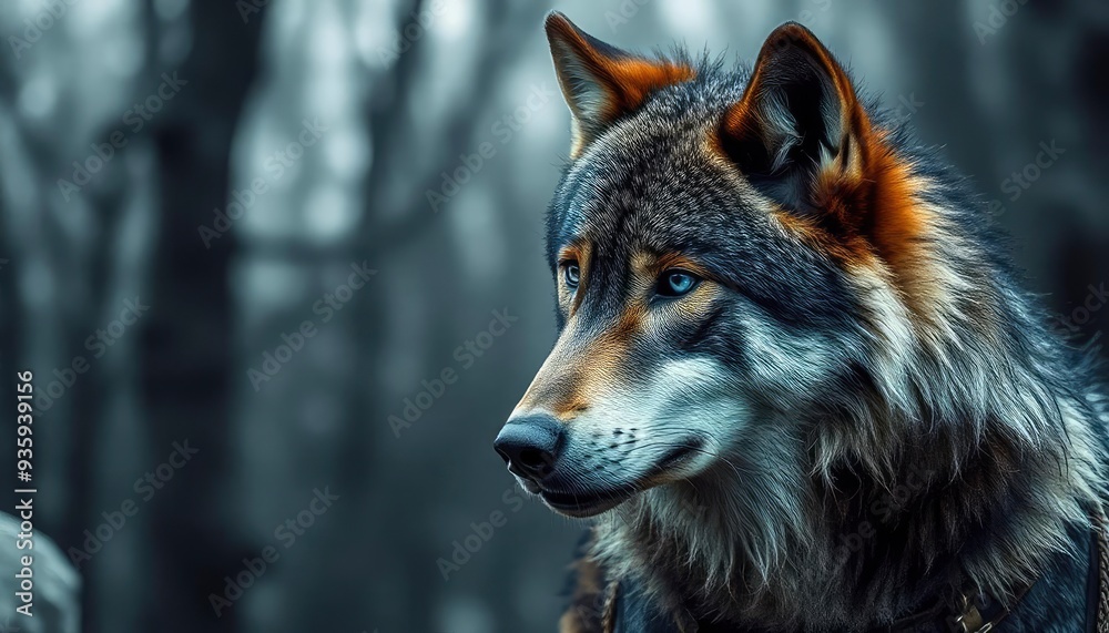 Wolf wallpaper with decay effect, ai Wolf wallpaper with decay effect, ai
