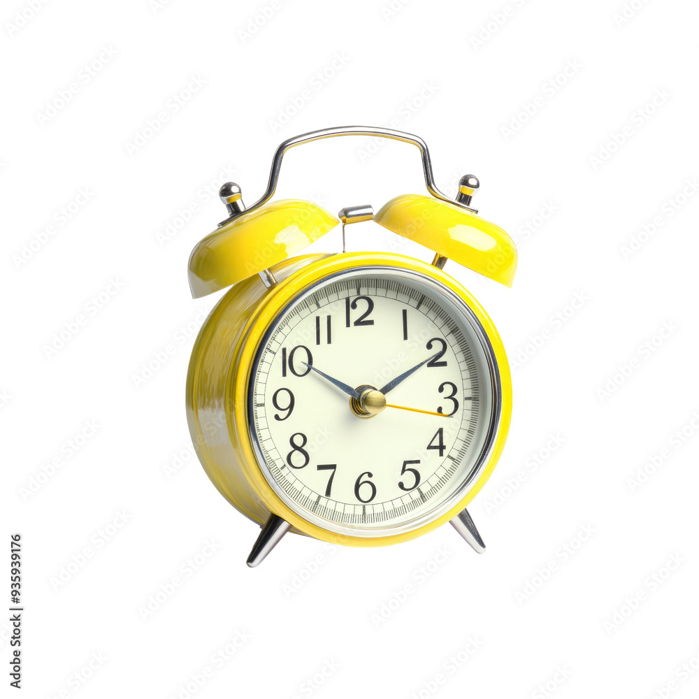 Yellow Alarm Clock Isolated on Black Background Yellow Alarm Clock Isolated on Black Background