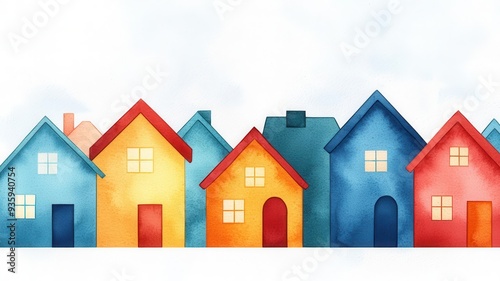 Housing policy, affordable housing programs and market regulation, stable real estate sector, Watercolor style
