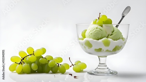 set of Green grapes ice cream