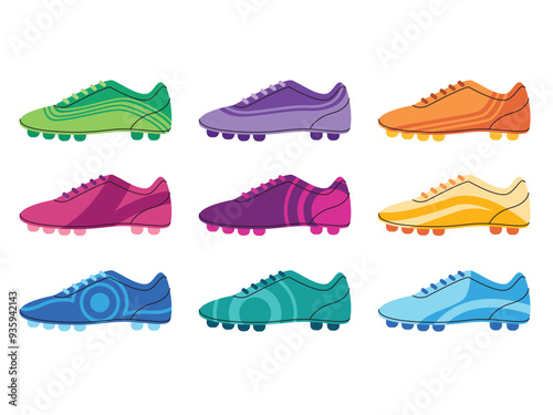Soccer football sportwear shoe pair sportwear footwear uniform foot protection equipment fashion colorful design collection