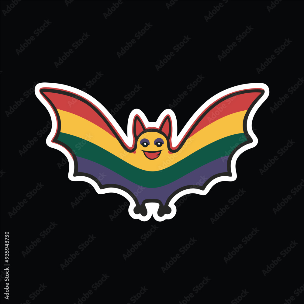 Obraz premium Vector illustration of a bat LGBT flag, gay, lesbian, bisexual sticker.