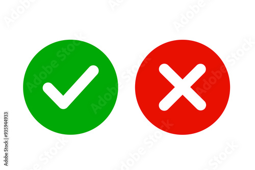 right and wrong icon vector on white background. accept and reject icons