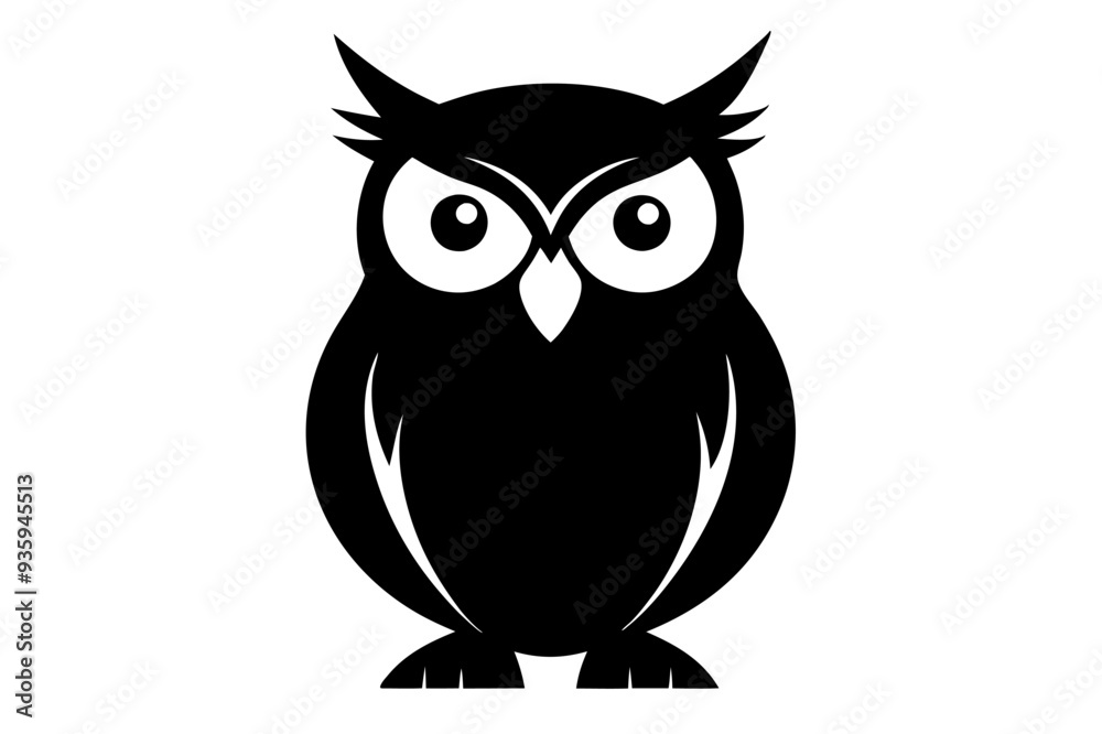 Fototapeta premium Owl Silhouette Vector Illustration on white background. Owl icon, vector , logo.
