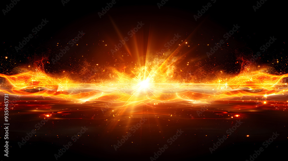 Abstract sun burst, digital flare, bright glow on black background. Abstract sun burst, digital flare, bright glow on black background.