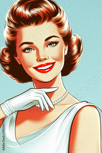 portrait of a glamorous woman - vintage illustration