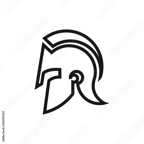 spartan and gladiator helmet logo design vector icon with creative idea