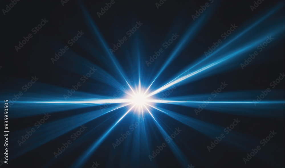 A bright blue light shines from the center of the image, creating a starburst effect against a dark blue background A bright blue light shines from the center of the image, creating a starburst effect against a dark blue background