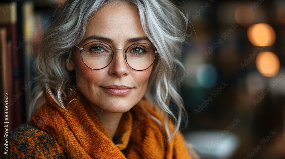 Portrait of a Woman with Glasses and a Scarf Portrait of a Woman with Glasses and a Scarf