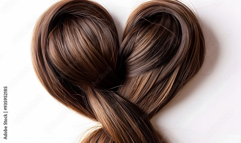 Brown hair knot in shape of heart, isolated on white background. Brown hair knot in shape of heart, isolated on white background.