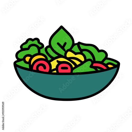 Colorful and Nutritious Salad Bowl Overflowing with Fresh Vegetables and Greens
