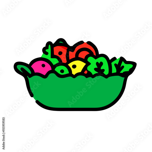 Colorful and Nutritious Salad Bowl Overflowing with Fresh Vegetables and Greens