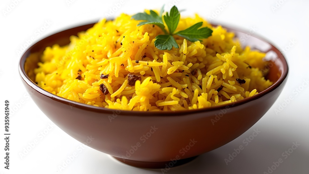 Aromatic and Flavorful Basmati Rice Dish in Brown Bowl Aromatic and Flavorful Basmati Rice Dish in Brown Bowl