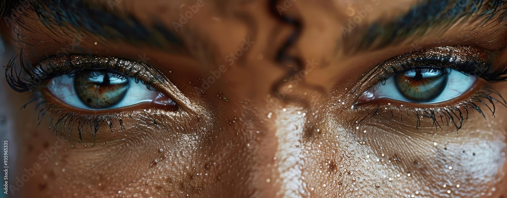 Close-up of a female model's eyes and makeup, highlighting the intricate details and professional artistry. Shot with Canon lens Close-up of a female model's eyes and makeup, highlighting the intricate details and professional artistry. Shot with Canon lens