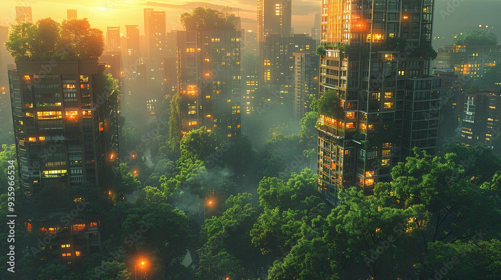 city view combined with trees city view combined with trees