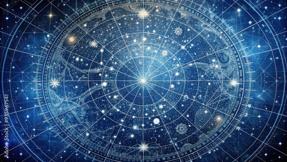 Obraz premium Intricate star chart with extensive details, astronomy, space, stars, map, galaxy, celestial, navigation, exploration