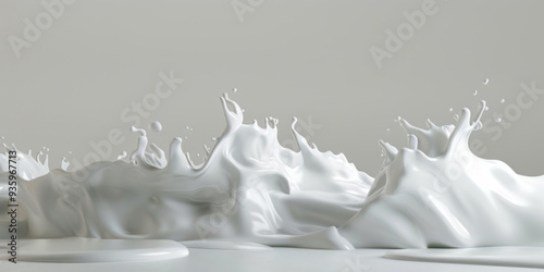 A splash of milk is on a backdrop. photo