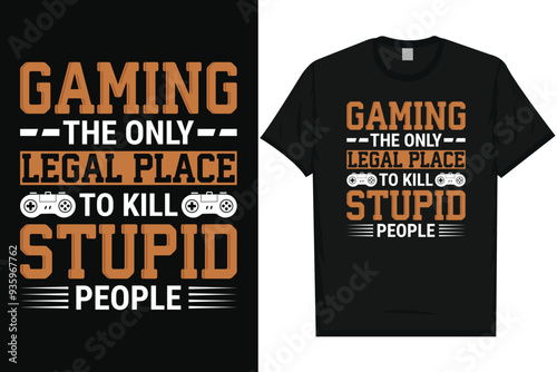 Best gaming game lovers typography graphics tshirt design