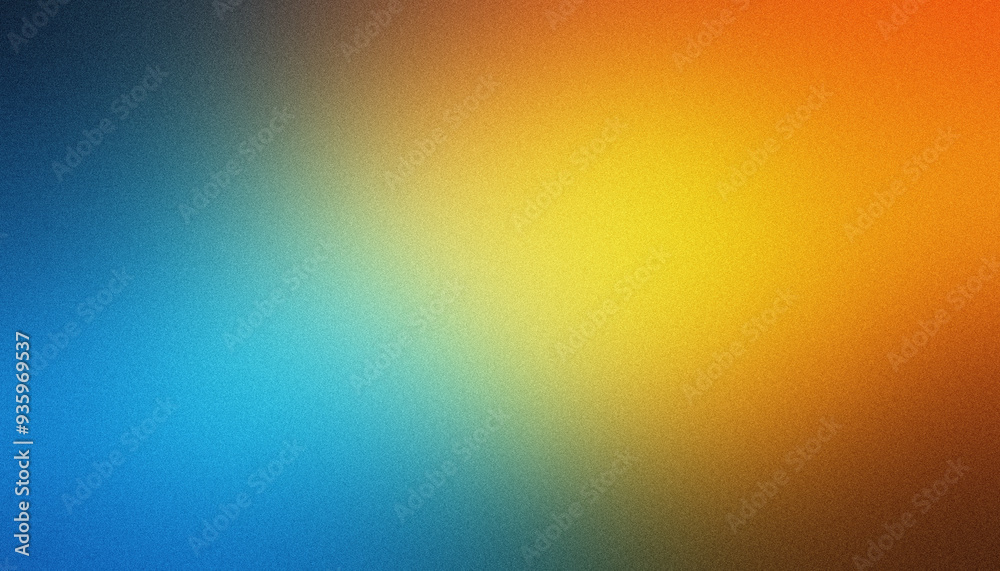 Grainy gradient background, blue to orange and yellow with noise effect, retro design
