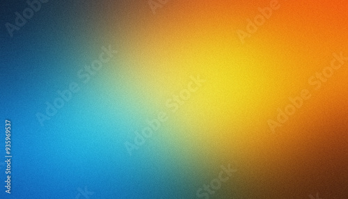 Grainy gradient background, blue to orange and yellow with noise effect, retro design