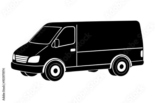 Delivery Van Silhouette Icon, Detailed Vector Illustration, Clean Vehicle Design