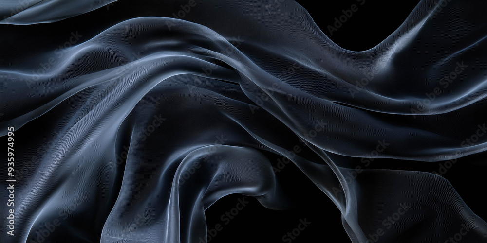 Obraz premium Beautiful, clean, modern chiffon fabric, dark colored voile. background. Advertising banner.