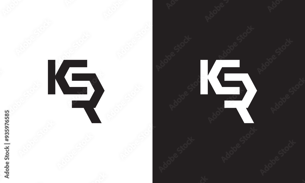 Fototapeta premium KR logo, monogram unique logo, black and white logo, premium elegant logo, letter KR Vector minimalist
