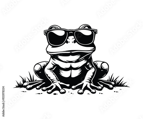 Cool frog with sunglass vector