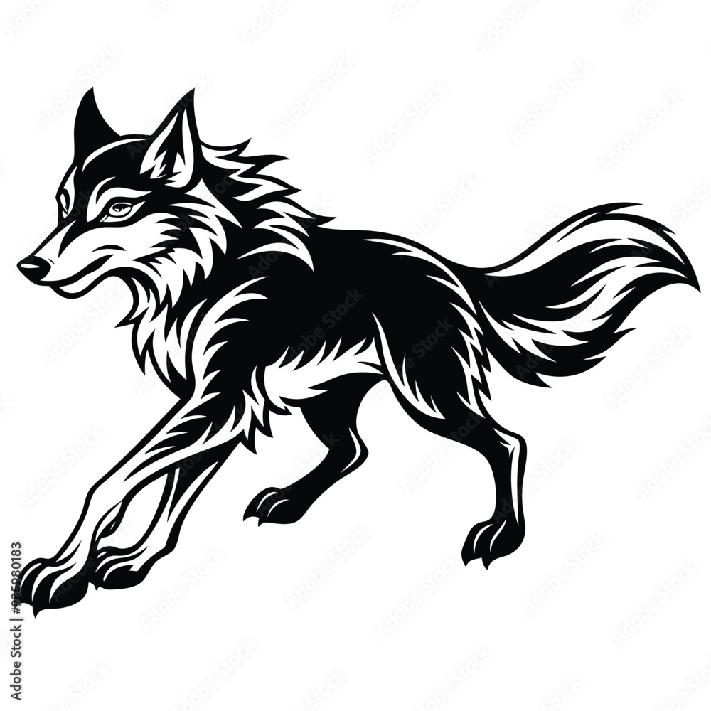 Wolf Vector Silhouette design png on white background, Animal Vector Wolf Vector Silhouette design png on white background, Animal Vector