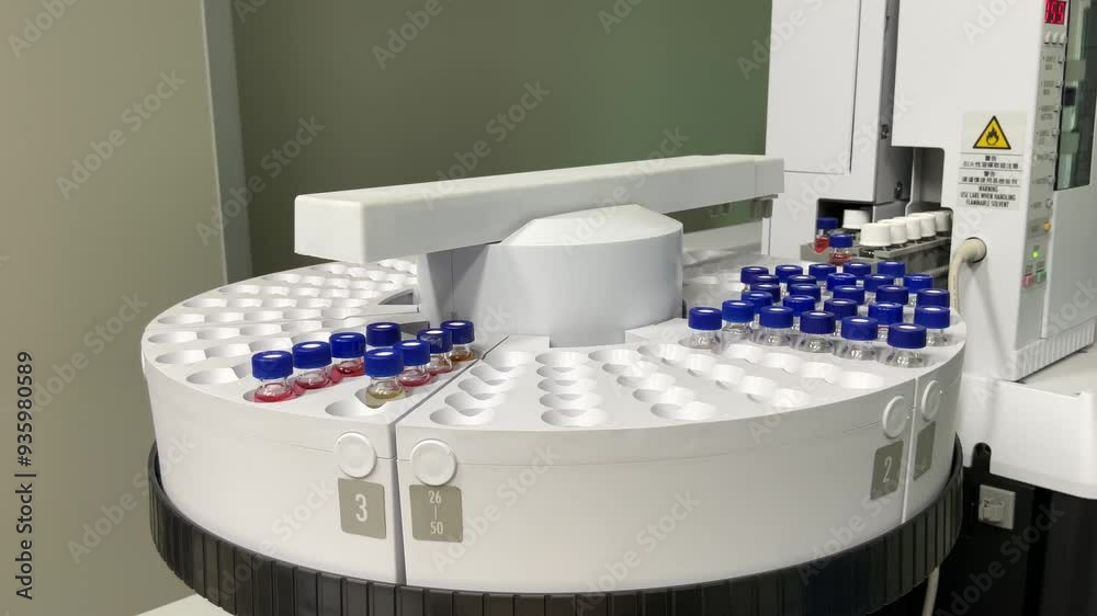 Automated laboratory sample handling system with vials in gas ...