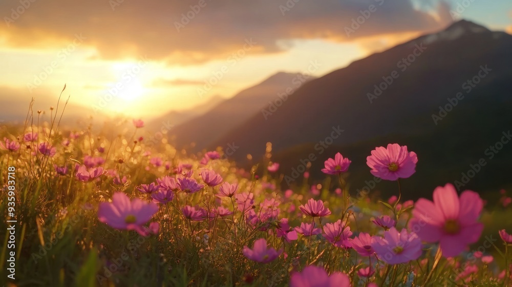Fototapeta premium Golden Hour Blooms