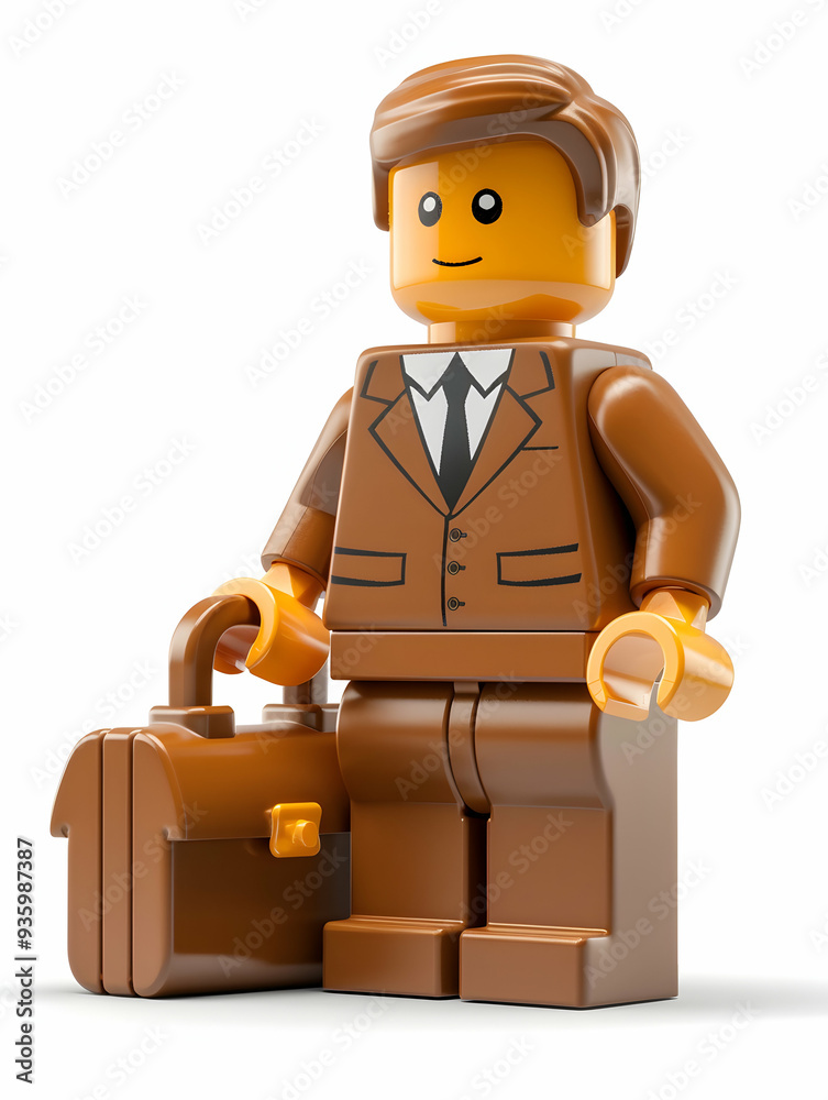 Obraz premium Executive with Strategy Plan and Briefcase 3D Flat Icon for Business Planning and Reviewing Isolated White Background