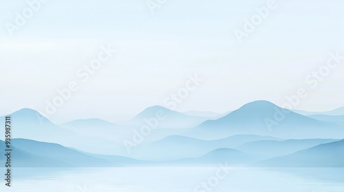 Misty blue mountains fading into the distance, a serene and minimalist background for nature and tranquility themes

