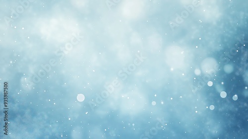 Soft blue bokeh background with light particles, a dreamy and delicate backdrop for artistic and festive themes

