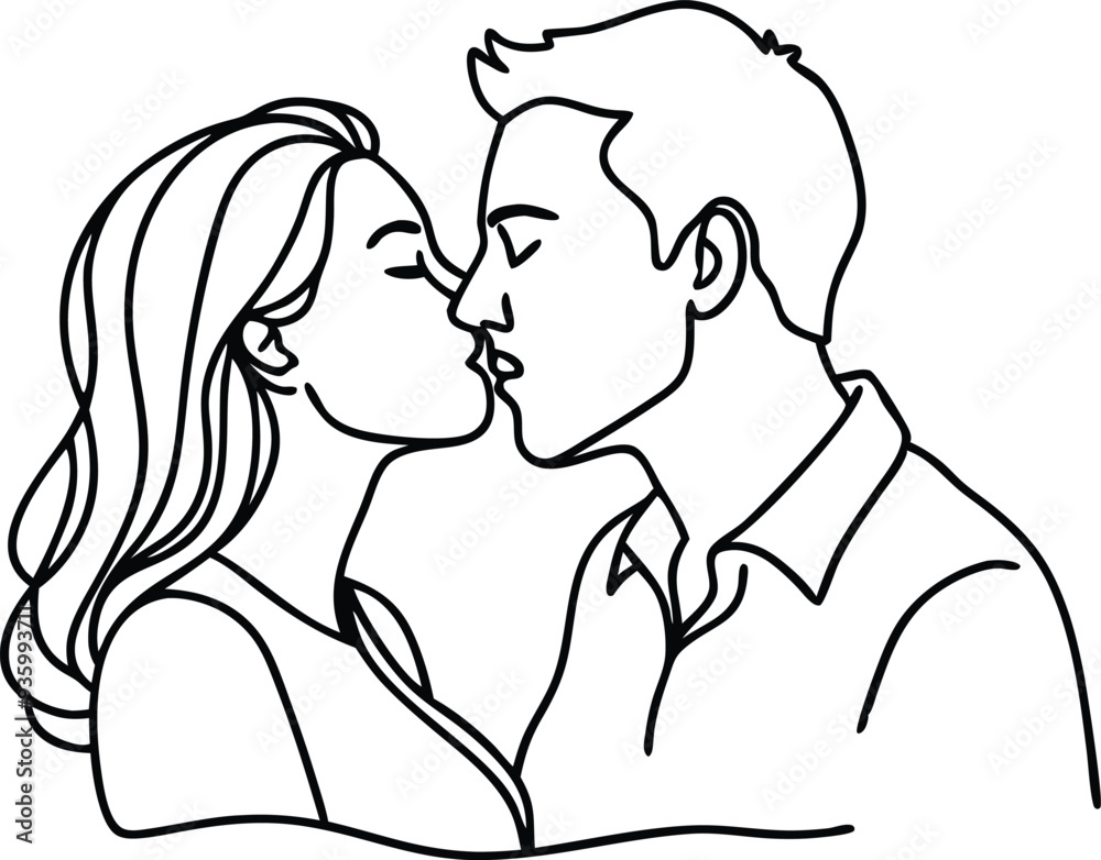 couple kissing line art illustration black and white couple kissing line art illustration black and white