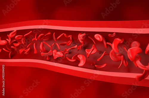 Sickle cell anaemia - isometric view 3d illustration