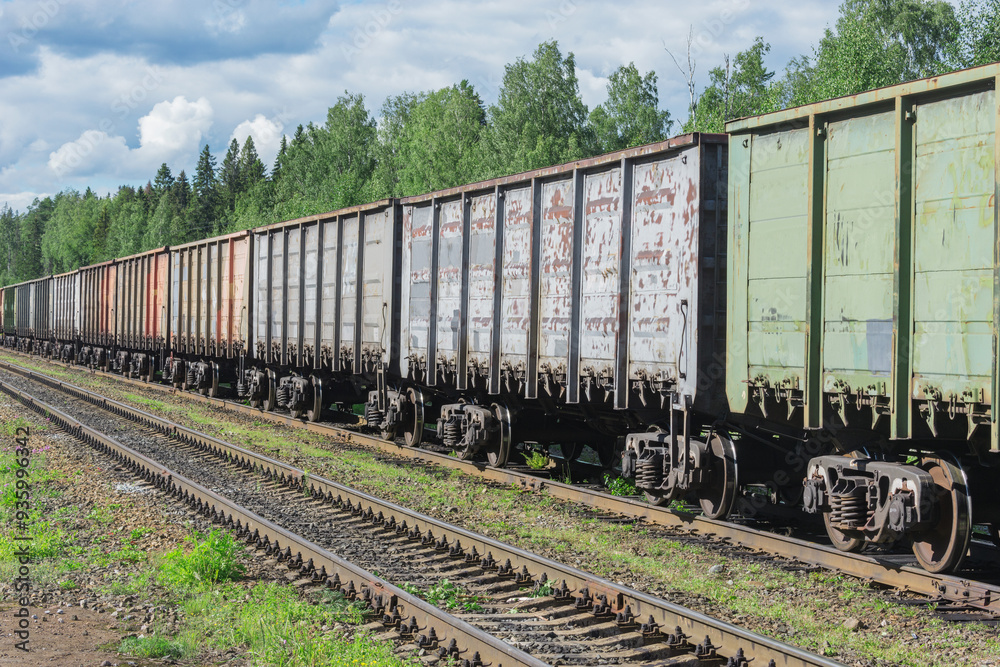 Freight train standing on the station. Freight train standing on the station.