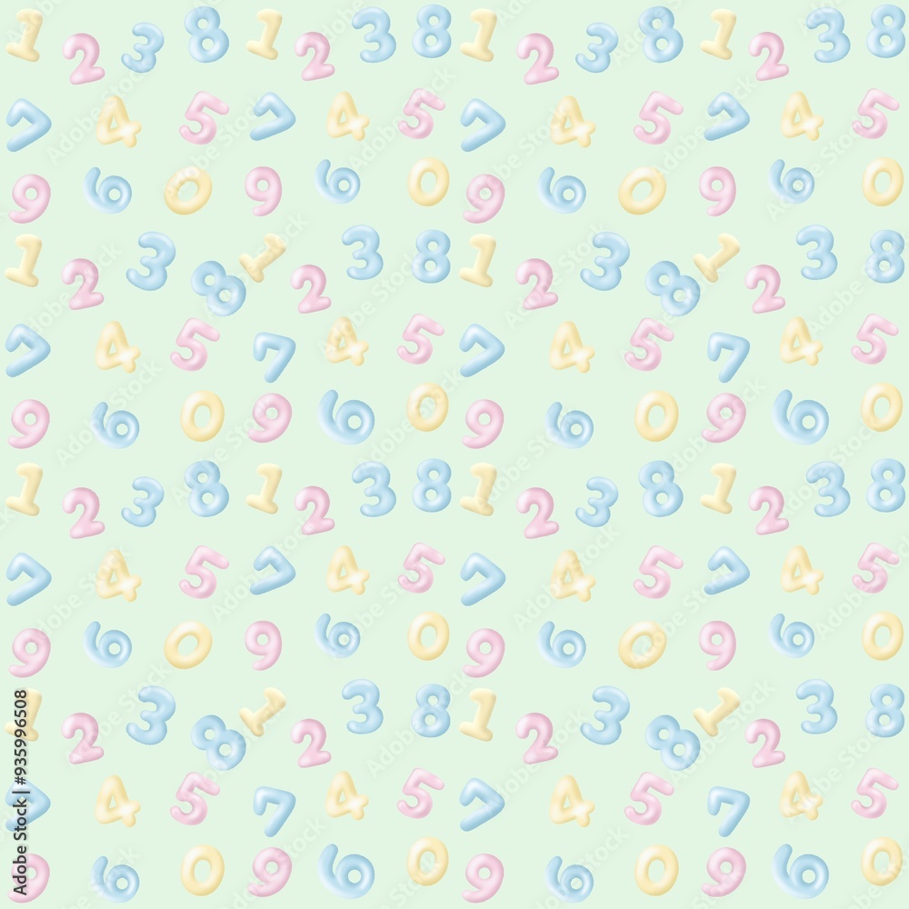 seamless pattern number,pattern number ,number,pastel,pink,,yellow seamless pattern number,pattern number ,number,pastel,pink,,yellow