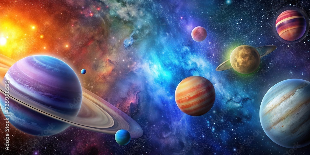Planets in space with colorful galaxies in the background, planets, space, galaxies, universe, astronomy Planets in space with colorful galaxies in the background, planets, space, galaxies, universe, astronomy