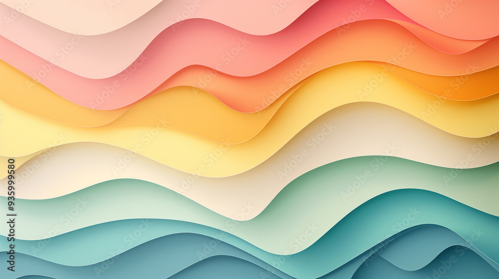 A colorful wave pattern with a blue stripe A colorful wave pattern with a blue stripe