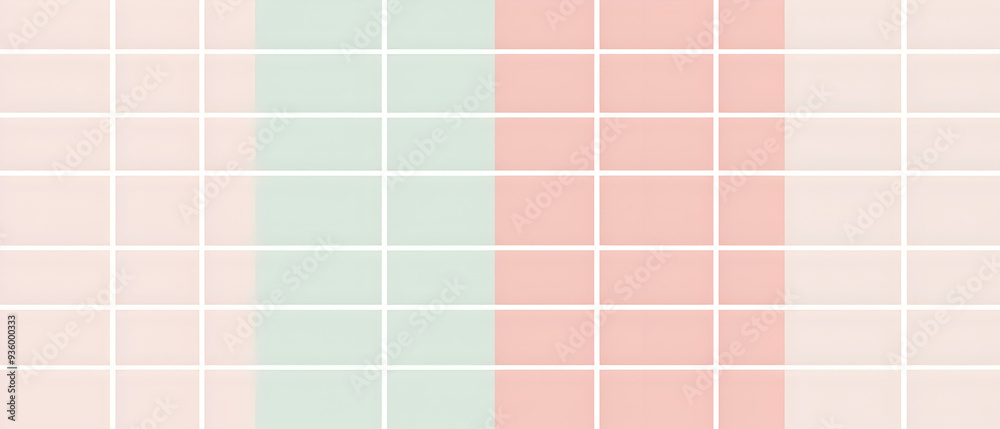 Fototapeta premium A flat vector illustration of a background design with stripes and grids, using two pastel colors like soft peach and baby blue. The stripes are simple and uniform, with a delicate grid pattern