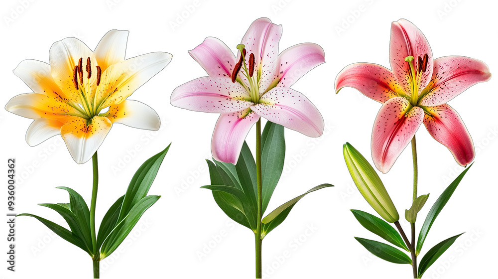 Blooming orange lily set of isolate on Transparency Background Blooming orange lily set of isolate on Transparency Background
