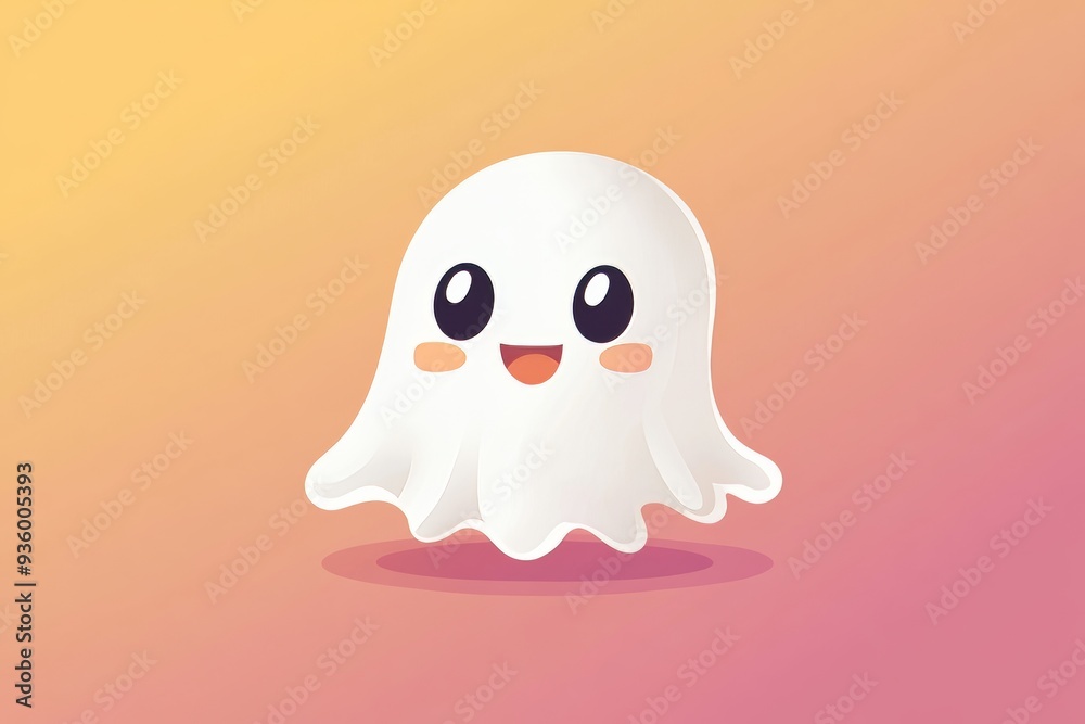 Cute cartoon ghost character with large eyes against a soft background representing Halloween themes and playful designs Cute cartoon ghost character with large eyes against a soft background representing Halloween themes and playful designs
