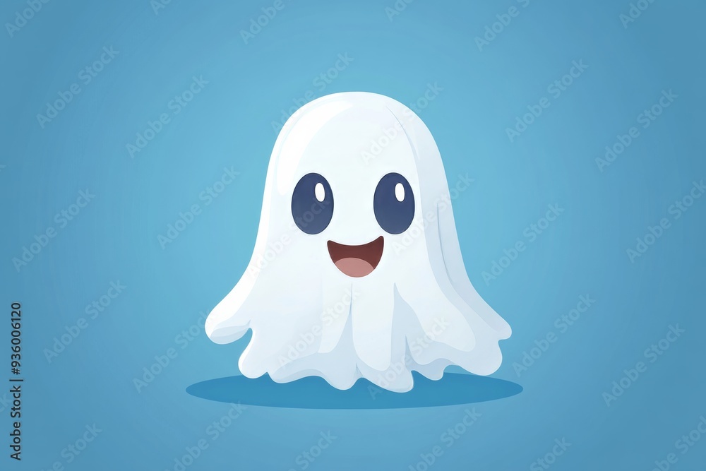 Cute cartoon ghost character with large eyes against a soft background representing Halloween themes and playful designs Cute cartoon ghost character with large eyes against a soft background representing Halloween themes and playful designs
