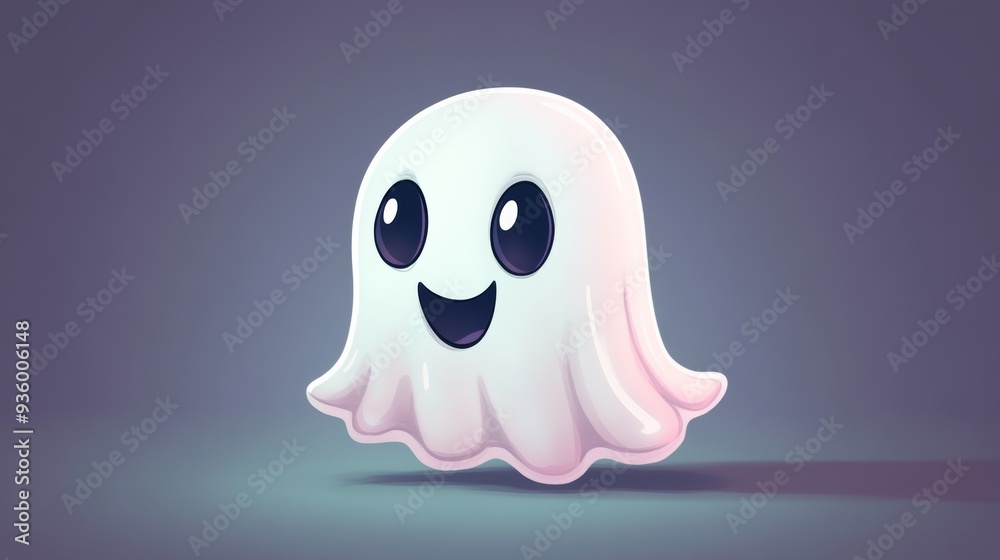 Cute cartoon ghost character with large eyes against a soft background representing Halloween themes and playful designs Cute cartoon ghost character with large eyes against a soft background representing Halloween themes and playful designs