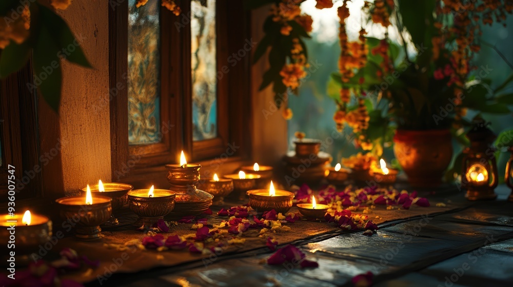 Peaceful Atmosphere with Diyas
Peaceful Atmosphere with Diyas