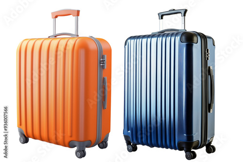 Wallpaper Mural Rolling dreams orange and blue suitcases Journey on clear white background, travel gear concept. Torontodigital.ca